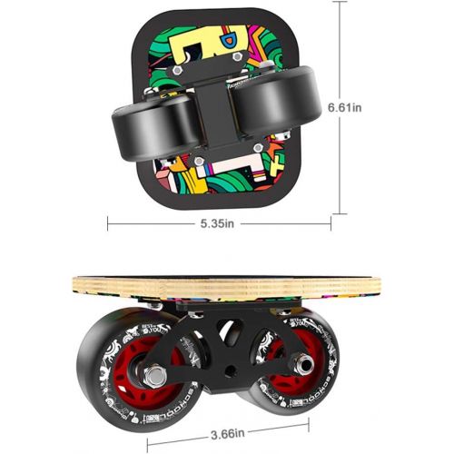  Hihey 1 Paar Skate Board Drift Board fuer Roller Road Drift Platte Anti-Skid Skateboard Sport Ahorn Pedal PU Rader Tragbare Roller Road Drift Skates