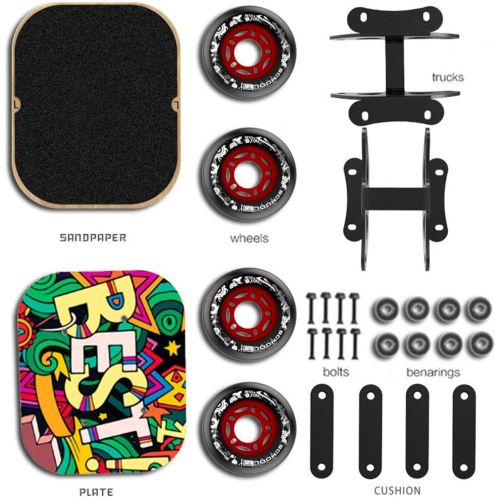  Hihey 1 Paar Skate Board Drift Board fuer Roller Road Drift Platte Anti-Skid Skateboard Sport Ahorn Pedal PU Rader Tragbare Roller Road Drift Skates