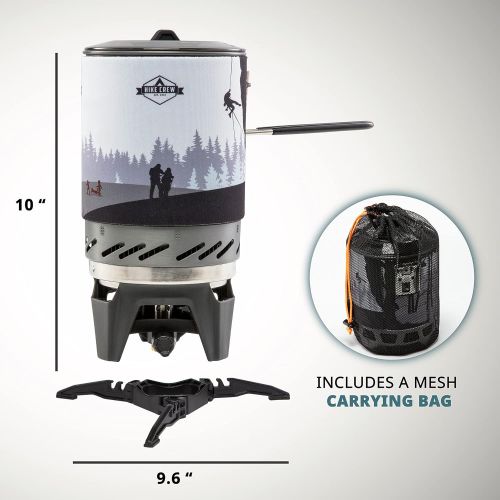  HikeCrew Portable Gas Powered Stove top & Cooking System, Compact Camping Cooktop with 1L Pot, Silicone Lid, Folding Handle & Carry Bag, Perfect for Camping, Hiking, Backpacking, S