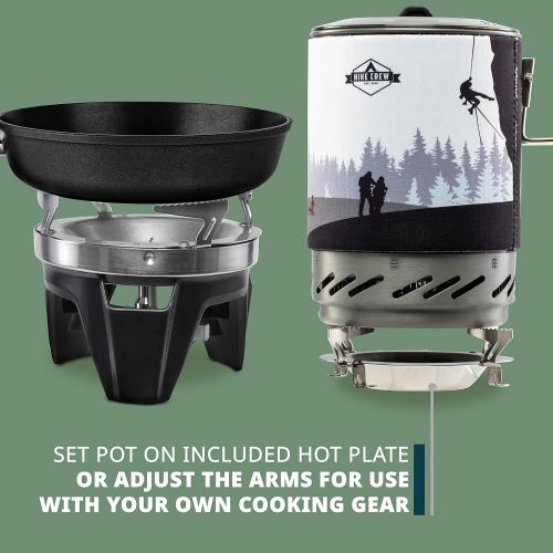  HikeCrew Portable Gas Powered Stove top & Cooking System, Compact Camping Cooktop with 1L Pot, Silicone Lid, Folding Handle & Carry Bag, Perfect for Camping, Hiking, Backpacking, S
