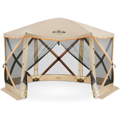  Hike Crew 6-Panel Pop-Up Screen House Gazebo 140x140 Inch ? Instant Setup 6-Sided Hub Tent UV Resistant (SPF 50+) Fits 9 People Heavy Duty 210D Material ? Includes Carry Bag & Grou