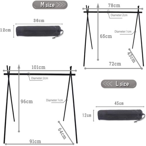  Hikeman Camping Cookware Hanging Rack - Portable Cooking Set Storage Hanger Outdoor Kitchen Organizers with Hooks for Hiking Picnic BBQ