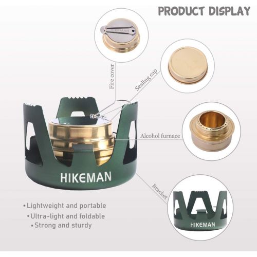  HIKEMAN Portable Mini Alcohol Stove Single Burner Camping Stove with Aluminium Stand Outdoor Kitchen Equipment for Backpacking Hiking Picnic (Black)