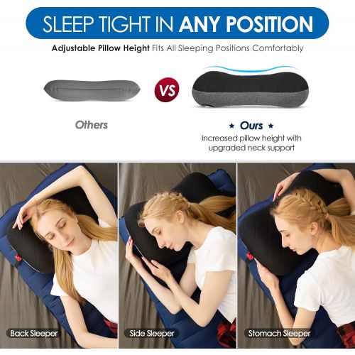  Hikenture Camping Pillow with Removable Cover - Ultralight Inflatable Pillow for Neck Lumbar Support - Upgrade Backpacking Pillow - Washable Travel Air Pillows for Camping, Hiking,