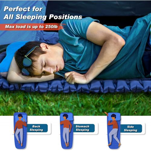  HIKENTURE Backpacking Sleeping Pad Ultralight Camping Pad,Upgraded Design Air Support Sleeping Mat, Compact Lightweight for Sleeping Bag,Car,Outdoor,Camp,Hammock