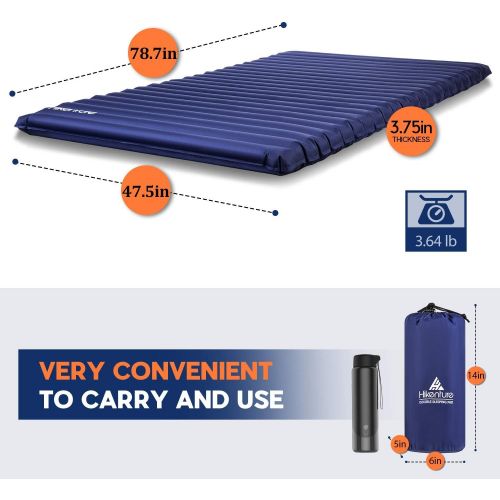  HIKENTURE Double Sleeping Pad - Inflatable Camping Air Mattress - Light and Compact - for Backpacking, Self-Driving Tour, Hiking, Tent