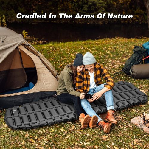  Hikenture Camping Sleeping Pad Mat- 2.5 Inch Ultra Thick Camping Mattress - Lightweight Inflatable Backpacking Pad - Ultralight Water Resistant Pad for Car Traveling, Hiking, Tent