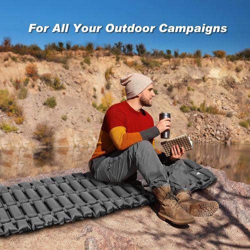  Hikenture Camping Sleeping Pad Mat- 2.5 Inch Ultra Thick Camping Mattress - Lightweight Inflatable Backpacking Pad - Ultralight Water Resistant Pad for Car Traveling, Hiking, Tent
