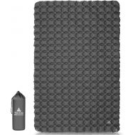 Hikenture Ultralight Double Sleeping Pad for Camping, Portable Waterproof Camping Pad with Pump Sack, Inflatable Comfort Camping Mattress 2 Person, Ripstop Sleeping mat for Backpac