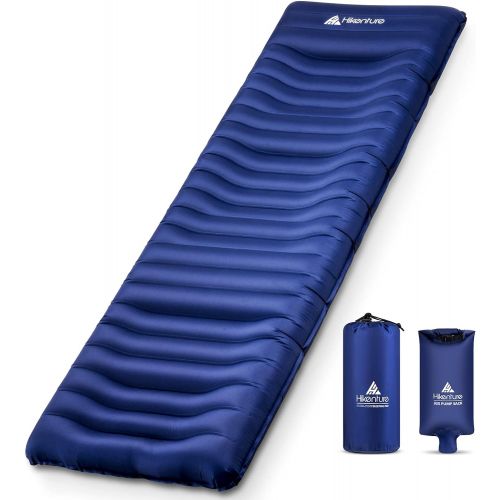  Hikenture Camping Mattress Ultra-Thick 5 Inch,Ergonomic Sleeping Pad with Pillow,Backpacking Sleeping Mat,Ultralight,Inflatable &Compact Camp Air Mattress for Tent,Cot,Hammock(1100