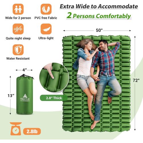  Hikenture Ultralight Double Sleeping Pad with 2 Inflatable Camping Pillow