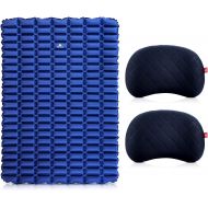 Hikenture Ultralight Double Sleeping Pad with 2 Inflatable Camping Pillow,Camping Mattress 2 Person Backpacking Pillow for Sleeping,Hiking Pillows with Removable Cover Camp Mat for