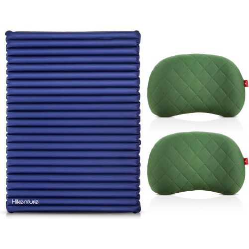  Hikenture Double Sleeping Pad with 2 Camping Pillows, Camping Mattress 2 Person Backpacking Pillow for Sleeping Mat Pad Hiking Pillow for Tent, Hammock,Outdoor,Glamping