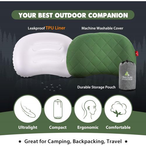  Hikenture Double Sleeping Pad with 2 Camping Pillows, Camping Mattress 2 Person Backpacking Pillow for Sleeping Mat Pad Hiking Pillow for Tent, Hammock,Outdoor,Glamping