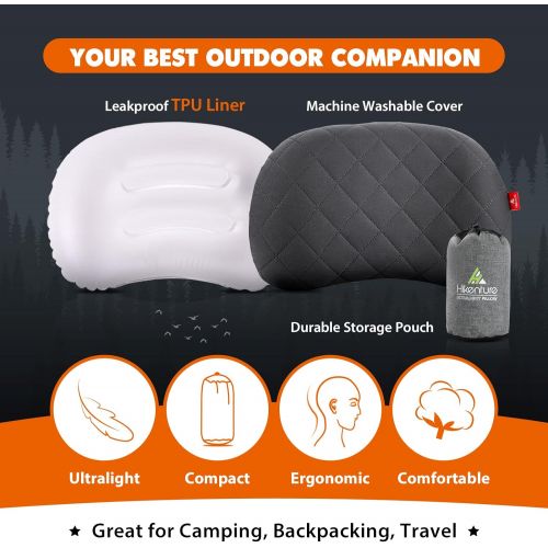  Hikenture Double Sleeping Pad with 2 Camping Pillows, Camping Mattress 2 Person Backpacking Pillow for Sleeping Mat Pad Hiking Pillow for Tent, Hammock,Outdoor,Glamping