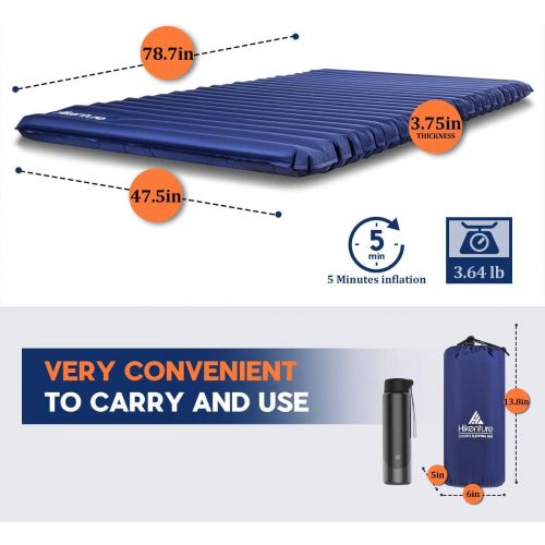  [아마존베스트]Hikenture Double Camping Pad - Two Person Camping Sleeping Mattress - Lightweight and Compact Air Mat - for Backpacking, Self-Driving Tour, Hiking, Tent