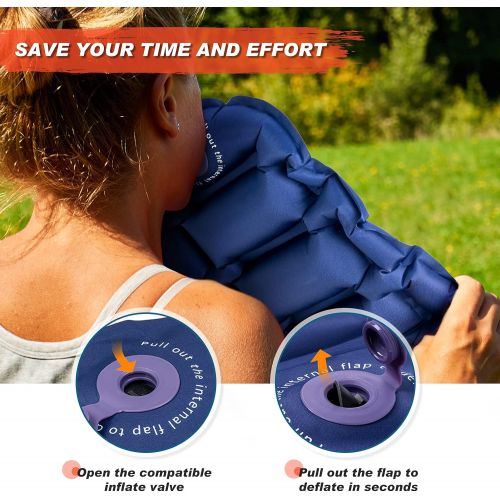  Hikenture Camping Sleeping Pad Mat - 2.5 Inch Ultra Thick Camping Mattress - Lightweight Inflatable Backpacking Pad - Ultralight Water Resistant Pad for Car Traveling, Hiking, Tent