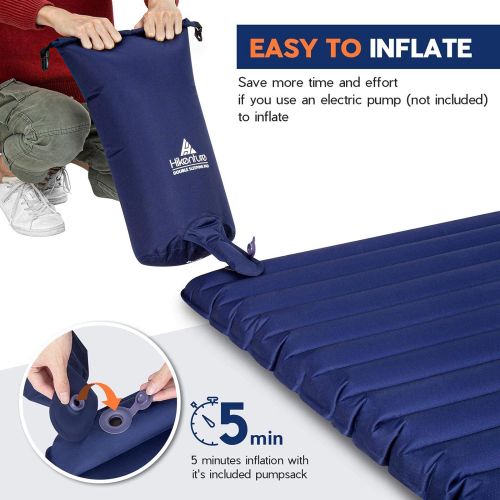  Hikenture Double Sleeping Pad,Extra Thick 3.75in Camping Mattress 2 Person,Queen Size Inflatable Air Mat,Lightweight and Compact,for Backpacking,Car Camping,Hiking,Tent,Cot (Large)