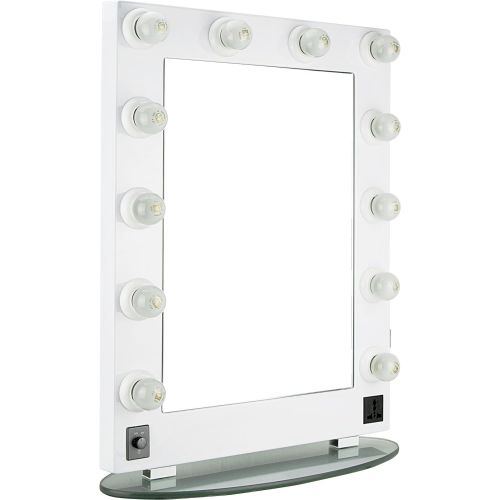  Hiker 12 Dimmer Light Piece Body and Glass Base Hollywood Vanity Makeup Wall Mount Mirror Table Top, White