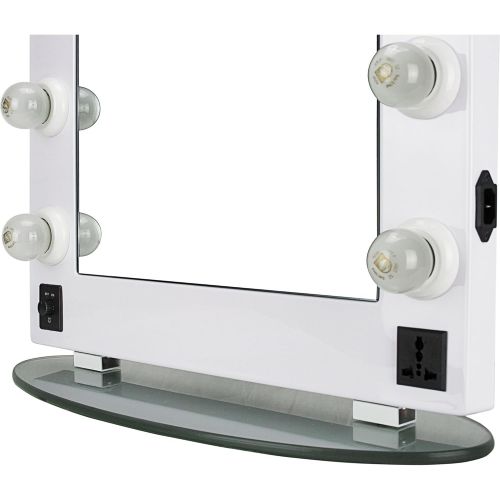  Hiker 12 Dimmer Light Piece Body and Glass Base Hollywood Vanity Makeup Wall Mount Mirror Table Top, White