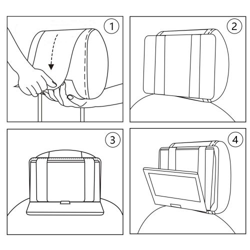  [아마존베스트]Hikig Car Headrest Mount Holder for 7 Inch to 11 Inch Swivel and Flip Style Portable DVD Players - Adjustable Angle and Rotate Screen - Black