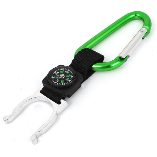  Hiking Camping Aluminum Carabiner Compass Water Bottle Buckle Holder Green by Unique Bargains