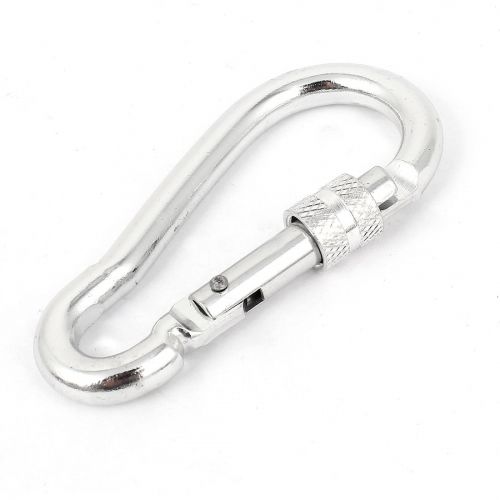  Hiking Camping Aluminum Screw Locking Snap Carabiner Hook Keychain Silver Tone by Unique Bargains