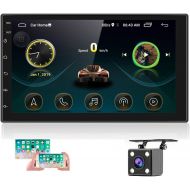 [아마존베스트]Hikity Double Din Android Car Stereo with GPS 7 InchTouch Screen Car Radio Bluetooth Supports Mirror Link for iOS/Android Phones WiFi Connect + Backup Camera