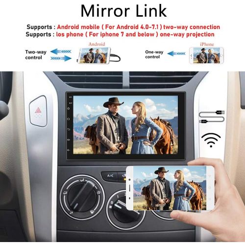  [아마존베스트]Hikity Double Din Android Car Stereo with GPS 7 InchTouch Screen Car Radio Bluetooth Supports Mirror Link for iOS/Android Phones WiFi Connect + Backup Camera