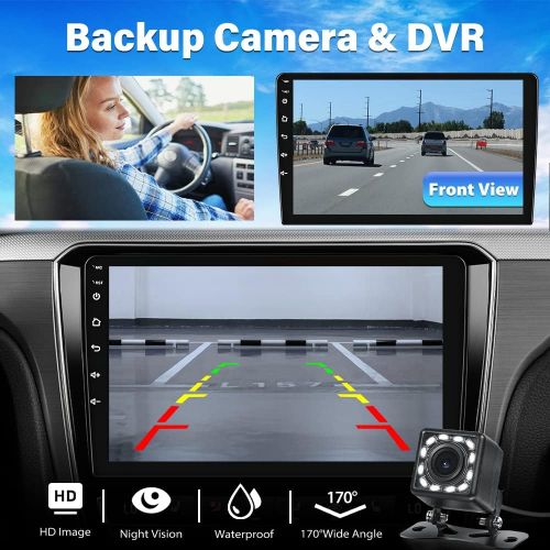  [아마존베스트][2G+32G] Upgrade Hikity Double Din Android Car Stereo 10.1 Inch Touch Screen Radio Bluetooth WiFi GPS FM Radio Support Android/iOS Phone Mirror Link with Dual USB Input & Backup Ca