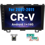 Hikity Android Car Stereo Double Din for Honda CRV 2007 2008 2009 2010 2011 9 Inch Touch Screen Radio Bluetooth WiFi GPS FM Support Mirror Link with Dual USB Input & Backup Camera