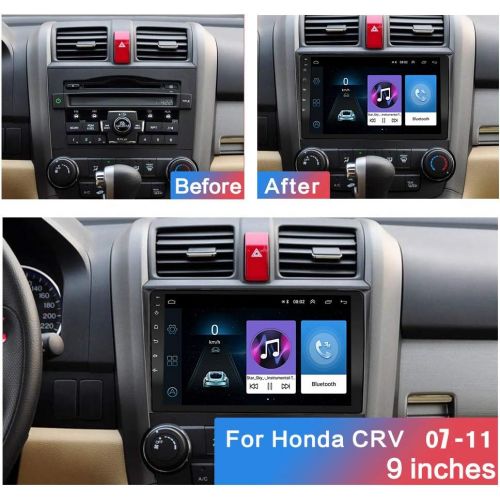  Hikity Android Car Stereo Double Din for Honda CRV 2007 2008 2009 2010 2011 9 Inch Touch Screen Radio Bluetooth WiFi GPS FM Support Mirror Link with Dual USB Input & Backup Camera