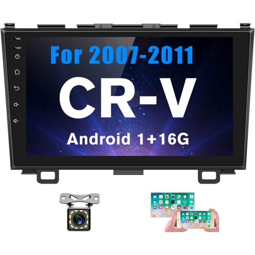  Hikity Android Car Stereo Double Din for Honda CRV 2007 2008 2009 2010 2011 9 Inch Touch Screen Radio Bluetooth WiFi GPS FM Support Mirror Link with Dual USB Input & Backup Camera