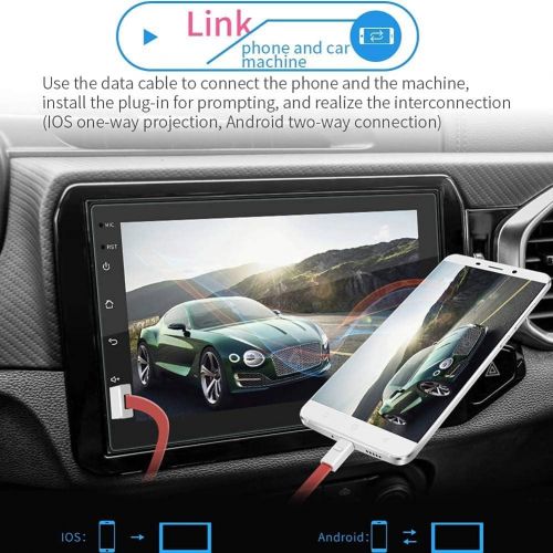  Hikity Double Din Android Car Stereo 7 Inch Car Radio Capacitive Touch Screen Stereo GPS Navigation FM Bluetooth Mirror Link WiFi Connect Steering Wheel Remote Control + Backup Camera