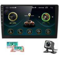 Hikity Android 10.1 Car Stereo Touch Screen Car Radio Double Din GPS Navigation Bluetooth FM WiFi Mirror Link for iOS Android Phone + Backup Camera + Dual USB Cable