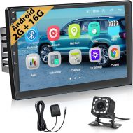 Hikity Android Car Stereo 10.1 Inch Touch Screen Radio Double Din Head Unit in Dash GPS Navigation Bluetooth FM WiFi Mirror Link for Android/iOS Phone + Backup Camera (2G Ram + 16G