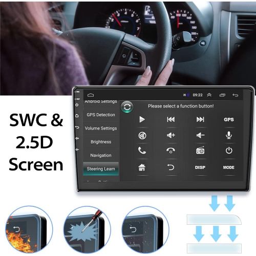  Hikity Android Car Stereo 10.1 Inch Touch Screen Radio Double Din Head Unit in Dash GPS Navigation Bluetooth FM WiFi Mirror Link for Android/iOS Phone + Backup Camera (2G Ram + 16G