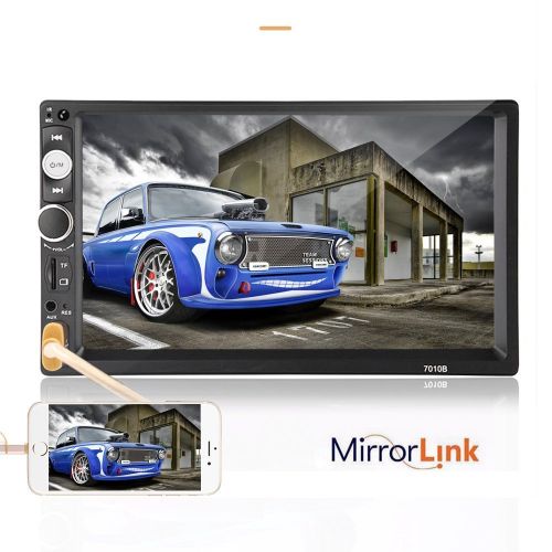  Hikity Double Din Car Radio 7 Touch Screen Digital Display MP5 Player Bluetooth USB Multimedia + Car Backup Camera Night Vision and Steering Wheel Control Support Android Mobile Ph