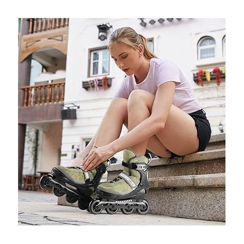  Hikole Inline Skates for Adults Men Women, Adjustable Breathable Blades Roller Skates, Performance Outdoor Inline Skates for Male Female, Beginners