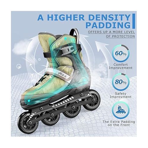  Hikole Inline Skates for Adults Men Women, Adjustable Breathable Blades Roller Skates, Performance Outdoor Inline Skates for Male Female, Beginners