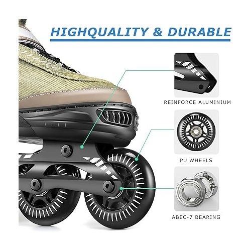  Hikole Inline Skates for Adults Men Women, Adjustable Breathable Blades Roller Skates, Performance Outdoor Inline Skates for Male Female, Beginners