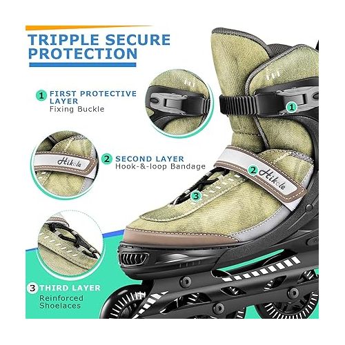  Hikole Inline Skates for Adults Men Women, Adjustable Breathable Blades Roller Skates, Performance Outdoor Inline Skates for Male Female, Beginners