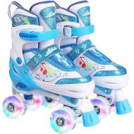 Hikole Roller Skates for Girls and Boys,4 Size Adjustable Kids Roller Skates with 8 Light Up Wheels,Toddler Skates for Outdoor & Indoor