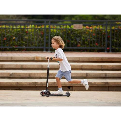  Hikole Scooter for Kids with 3 LED Wheels ? Adjustable Height, Lean to Steer Design, 3 Wheels Kick Scooter for Girls & Boys 3 12 Years Old