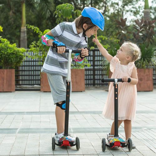  Hikole Scooter for Kids, Kick Scooter for Toddlers Girls & Boys with LED Light Up Scooters Wheels, Adjustable Height Scooter for Children Ages 3-12