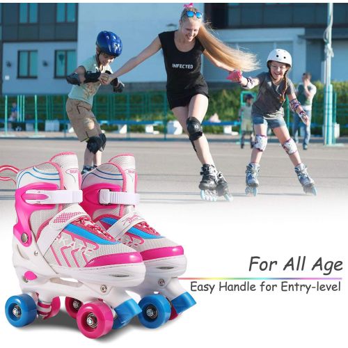  Hikole Roller Skates for Kids, Adjustable Size PVC Wheel Triple Lock Mesh Breathable Roller Skates for Beginners Children Boys and Girls