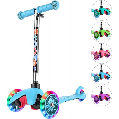  Hikole Scooters for Kids & Toddlers 3 Wheel Scooter Great for Girls & Boys Kid Ride on Toys - 4 Adjustable Height & PU Flashing Wheels for Preschool Kids Ages 2-9