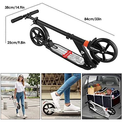  Hikole Scooters for Adults Teens, Kick Scooter with Adjustable Height Dual Suspension and Shoulder Strap 8 inches Big Wheels Scooter Smooth Ride Commuter Scooter Best Gift for Kids