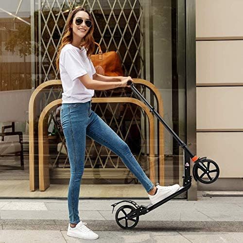  Hikole Scooters for Adults Teens, Kick Scooter with Adjustable Height Dual Suspension and Shoulder Strap 8 inches Big Wheels Scooter Smooth Ride Commuter Scooter Best Gift for Kids