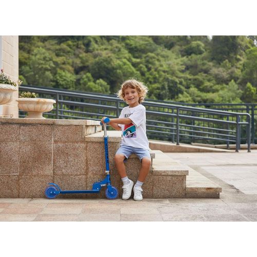  Hikole Scooter for Kids with LED Light Up Wheels, Adjustable Height Kick Scooters for Boys and Girls, Rear Fender Break|5lb Lightweight Folding Kids Scooter, 110lb Weight Capacity